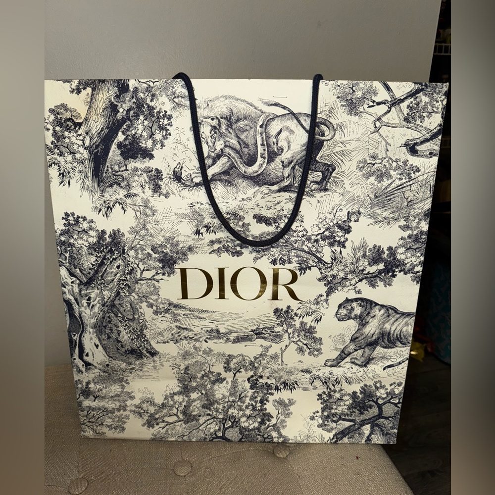 DIOR Toile Print Navy Beige Shopping Bag